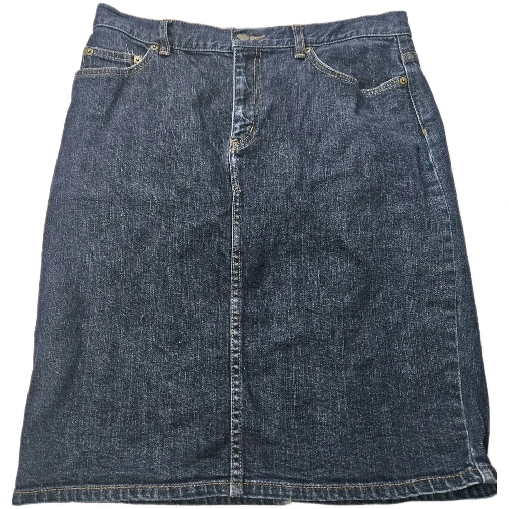 Ralph Lauren Jean Co. Denim Blue Skirt Women's Size 8 Knee Length Vintage - Picture 1 of 6